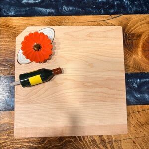 Nora Fleming Wooden Board with Orange Flower and Wine Bottle Accents
